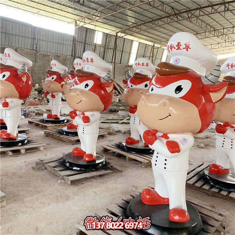 玻璃钢制卡通公仔门口摆件，吸引人流招揽商场店铺