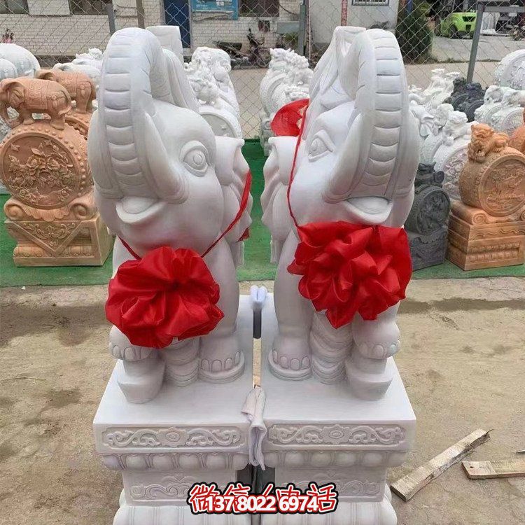 大理石石雕别墅门口小区大象雕塑