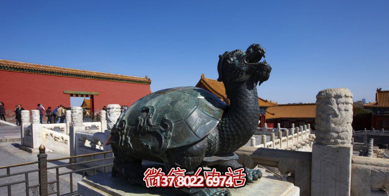 创意玻璃钢龙龟雕塑摆放景区抬头装饰