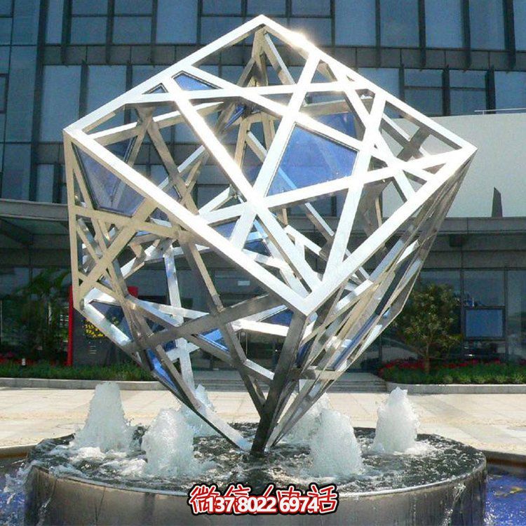 不锈钢多彩魔方景观摆件