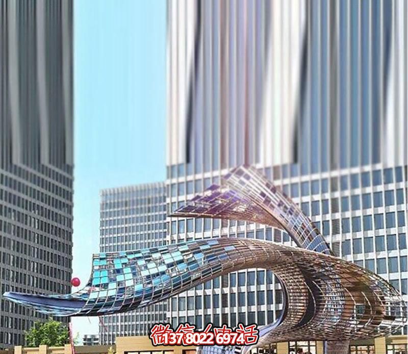 大型不锈钢浪花雕塑创意装饰