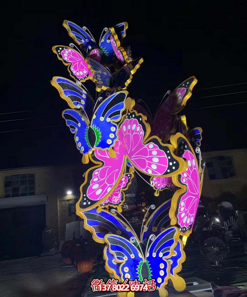 玻璃钢蝴蝶雕塑，彩绘操场装饰