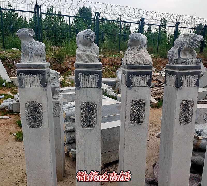 仿古青石神秘别墅门前拴马柱装饰摆件