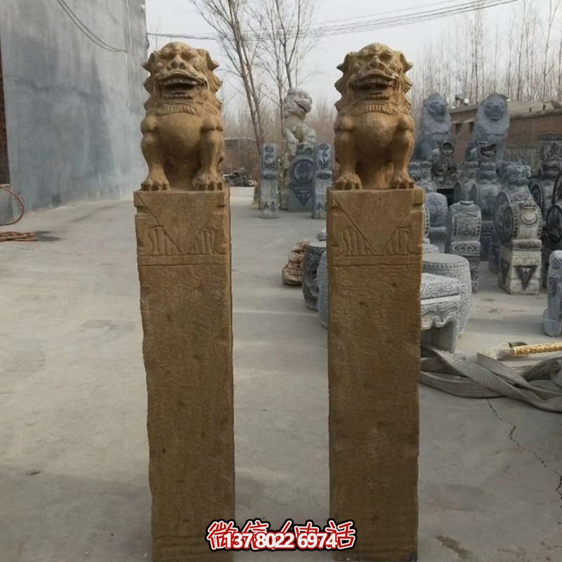 砂岩拴马柱摆件，为你的寺庙门口增添优雅气息