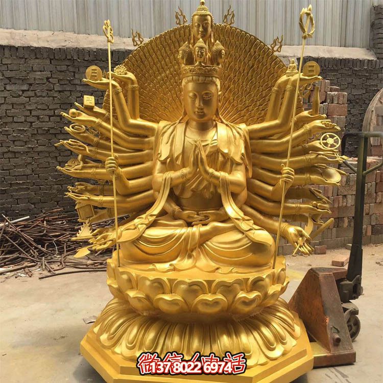 贴金千手观音雕塑，精美装饰大型寺庙