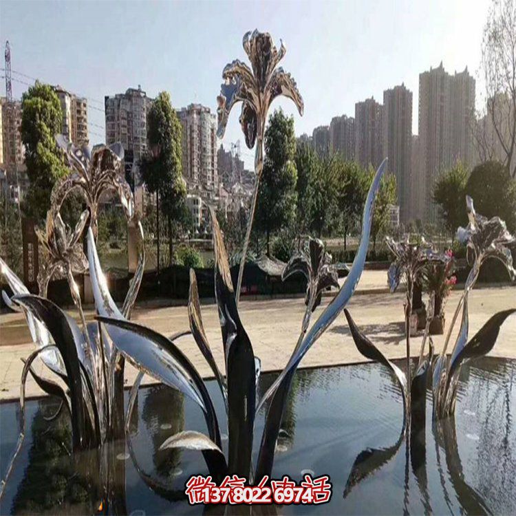 不锈钢镜面户外喷泉水景景观雕塑