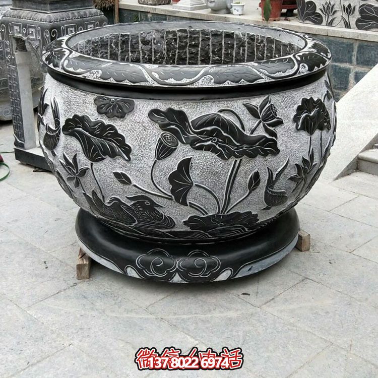 经典气质石雕荷花庭院别墅