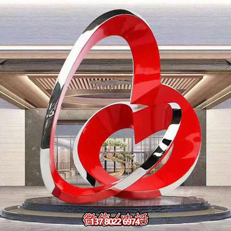 大型不锈钢抽象喷漆爱心心形园林雕塑