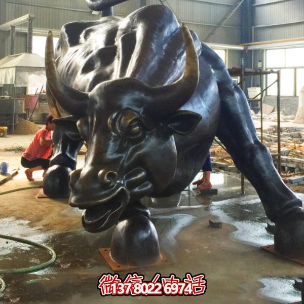 黑色玻璃钢玻璃创意华尔街牛