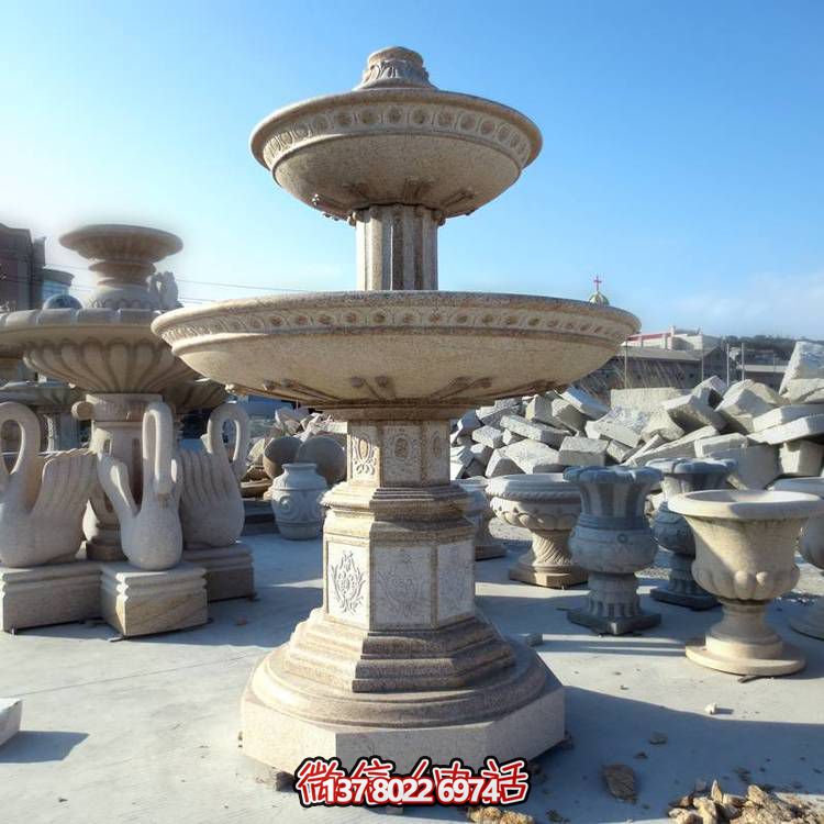 欧式黄锈石喷泉流水转动球，点缀酒店会所景观