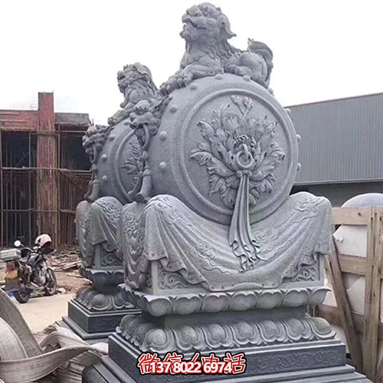 精美大理石石雕抱鼓雕塑，添彩户外园林景观