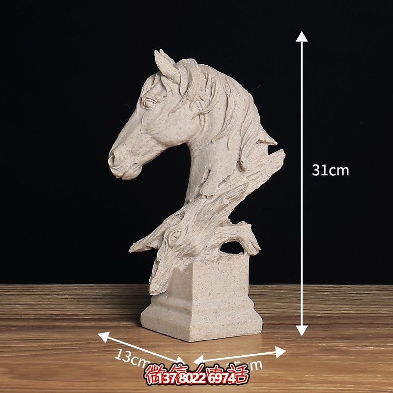 室内装饰汉白玉石雕马头像雕塑