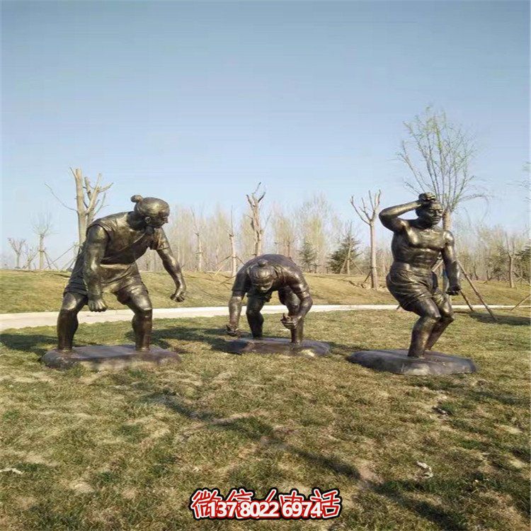 玻璃钢仿铜人物雕塑户外步行街民俗文化景观摆件