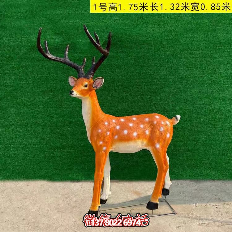玻璃钢仿铜梅花鹿雕塑，点缀园林景观