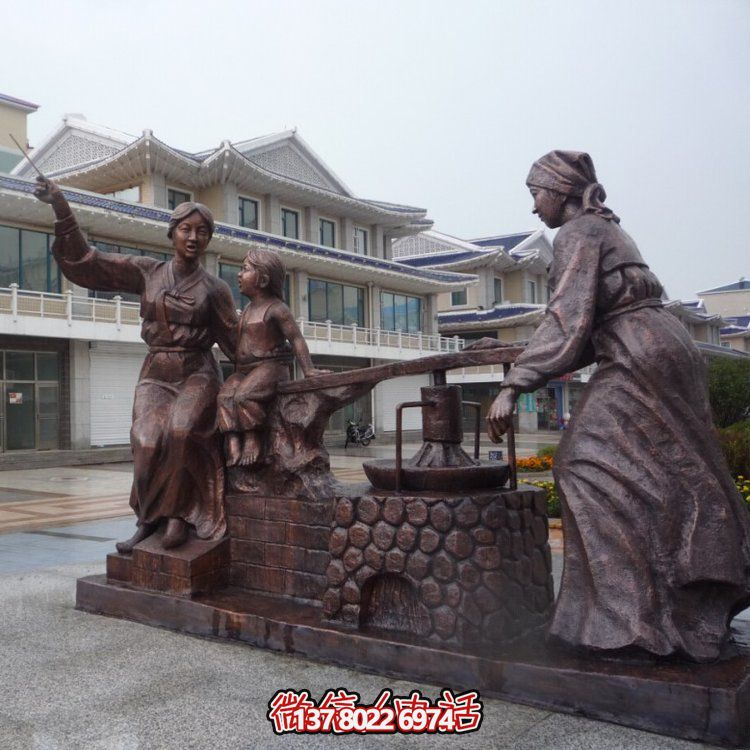 仿铜玻璃钢园林景观情景小品人物雕塑