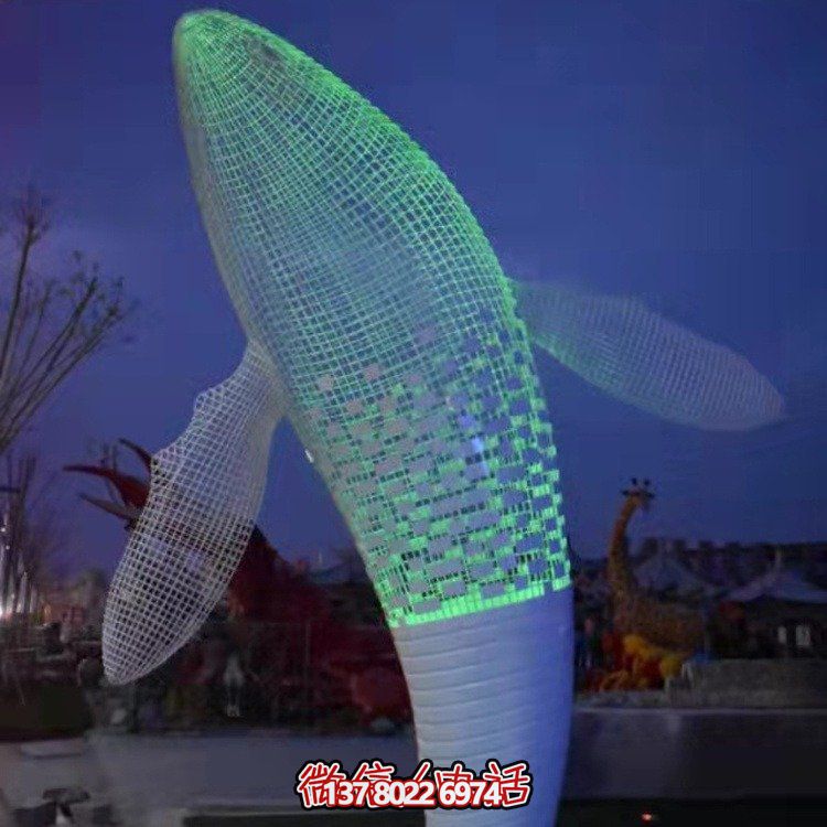 不锈钢鲸鱼雕塑景观，营造完美空间氛围