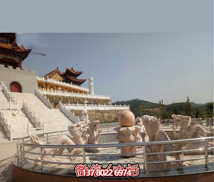 艺术灯光的魔力，红龙戏球风大型喷泉石雕秀