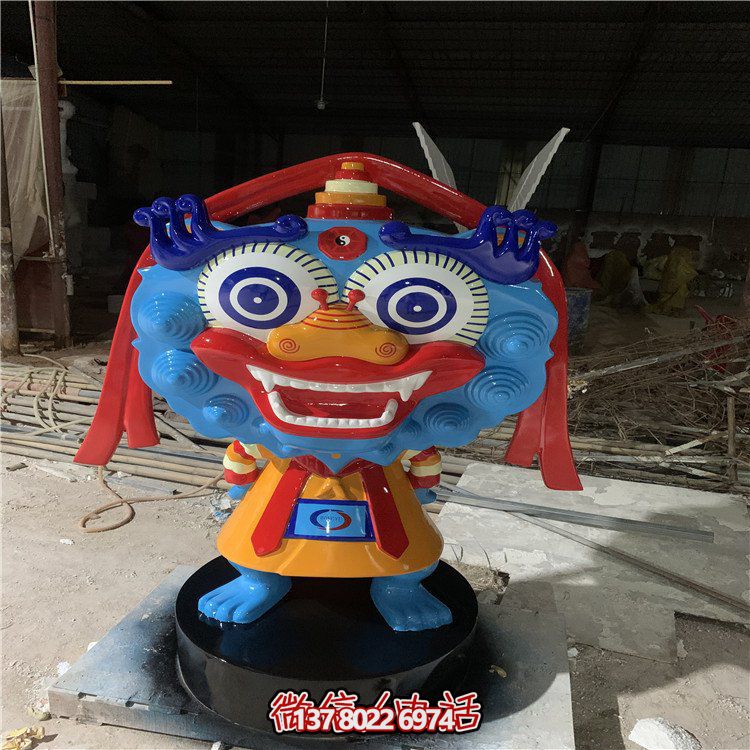 玻璃钢彩绘卡通狮子公仔街头景观雕塑