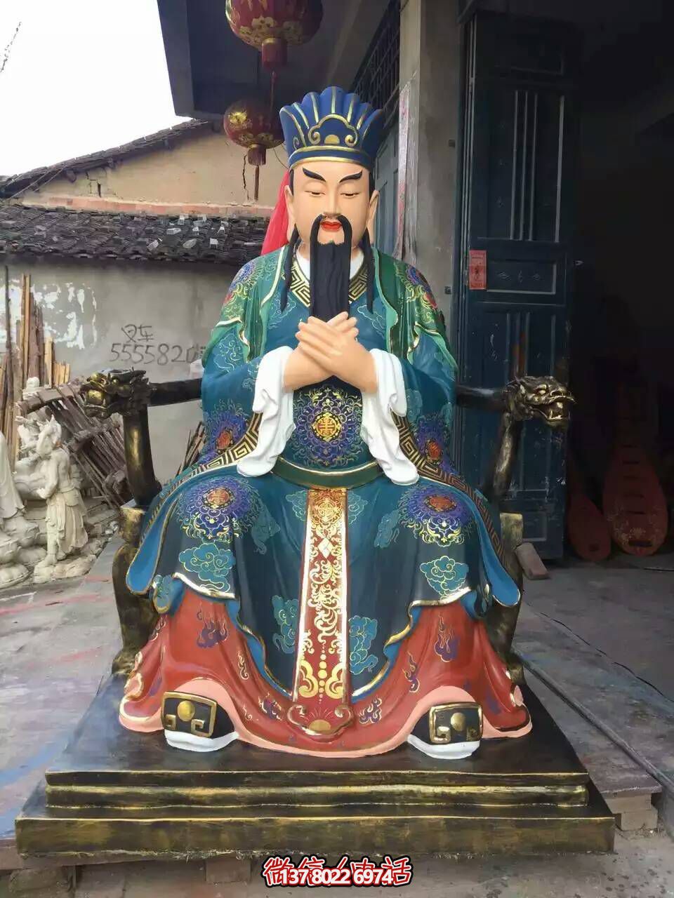 精美铜雕彩绘城隍神佛雕塑