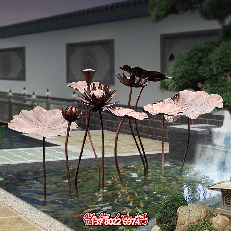 不锈钢池塘水景莲花摆件
