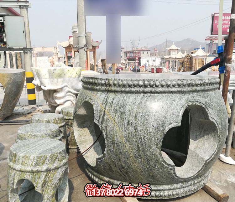 大理石鼓石雕圆形庭院装饰品