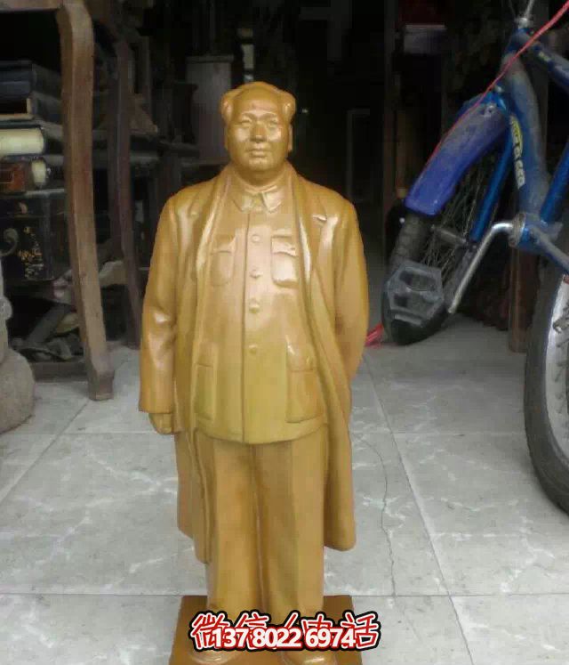 伟人毛泽东雕塑玻璃钢喷金鎏金户外装饰