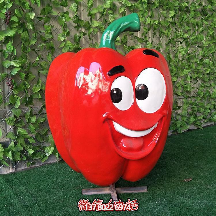 环保农场玻璃钢卡通红色辣椒雕塑装饰