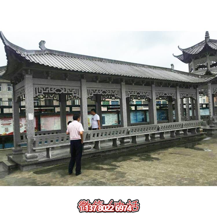 大理石石雕景区庭院石凳长廊雕塑