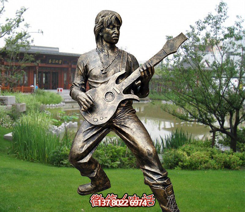 手工铜雕吉他形象雕塑