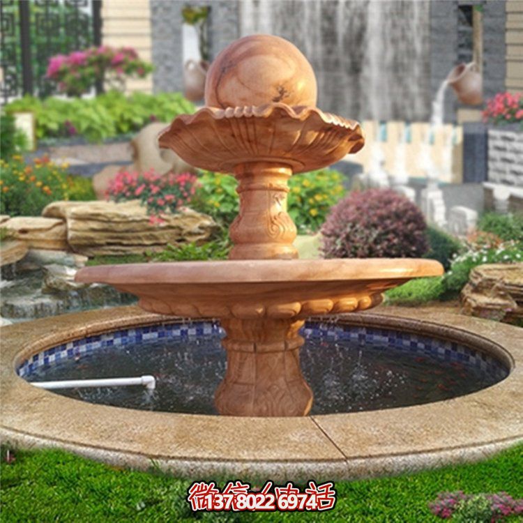 欧式红色风水球装饰，营造美丽晚霞气息