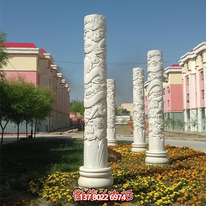 青铜龙柱汉白玉户外摆件——让你的景区景观更加靓丽