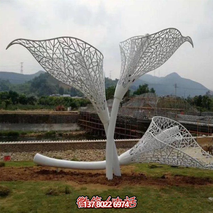 大型不锈钢抽象创意户外园林植物摆件