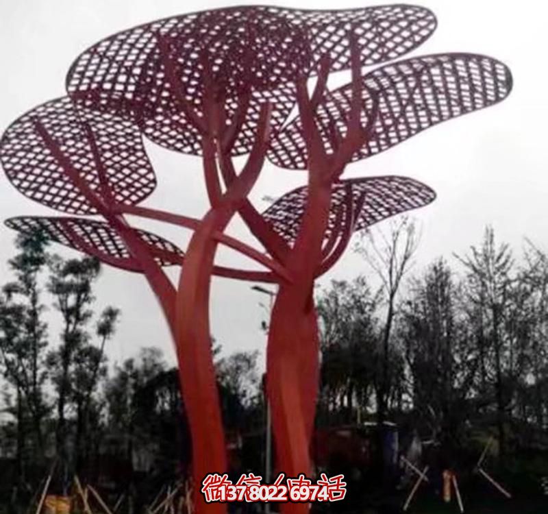 儿童安全游乐园，不锈钢网格树雕塑装置