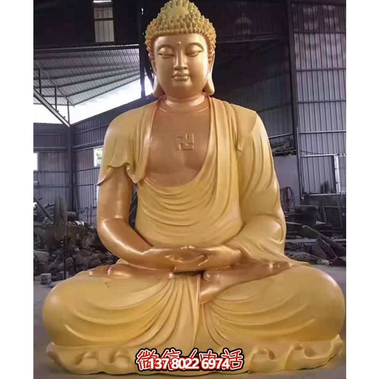 大型释迦摩尼佛铜像坐莲花