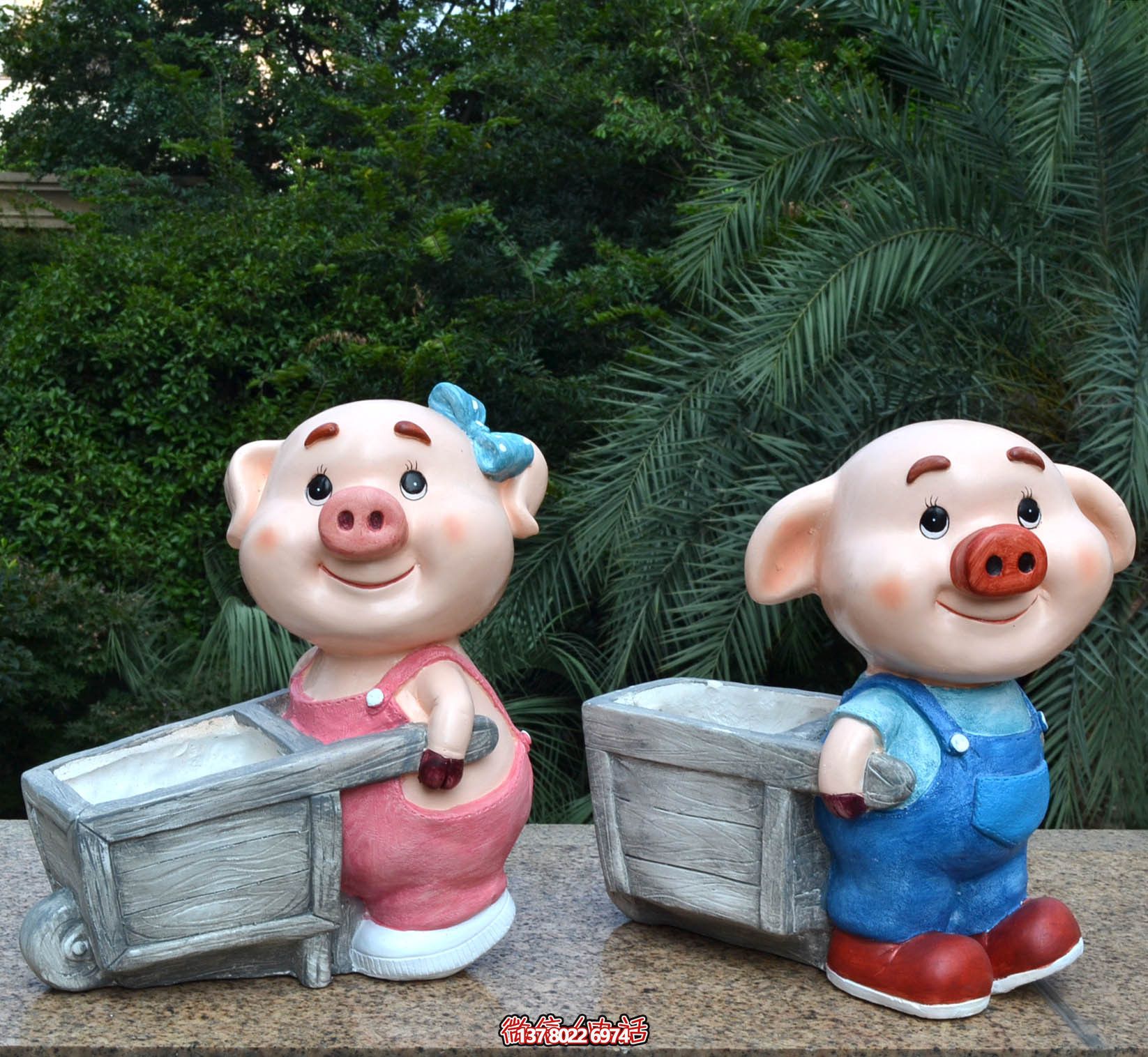 玻璃钢彩绘雕塑拉车，美化公园景观