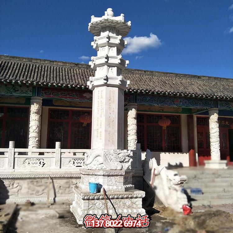 艺术精美的大型寺庙经幢雕塑