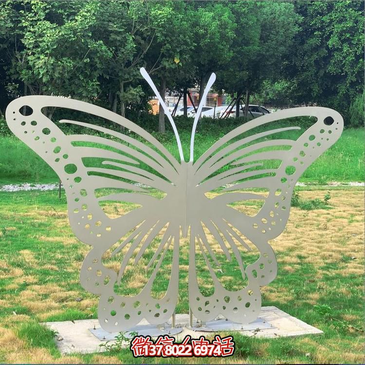不锈钢蝴蝶创意镂空剪影抽象雕塑