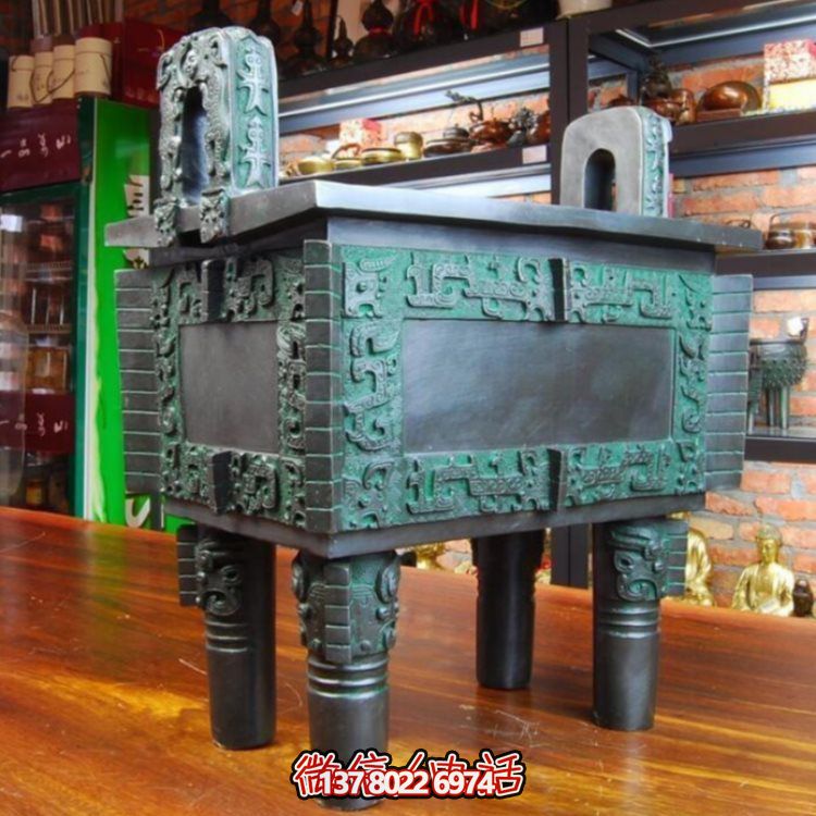 精美双耳大型青铜香炉仿古雕塑