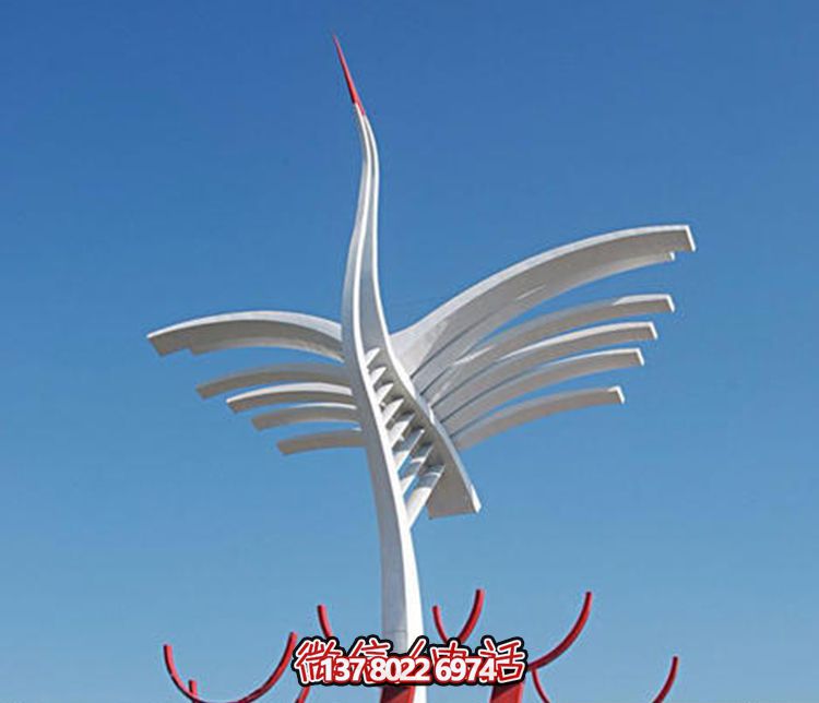 大雁飞翔的抽象不锈钢雕塑