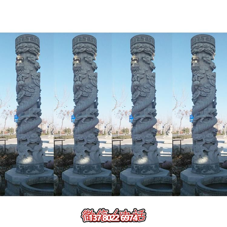 盘龙大型户外景观浮雕龙柱雕塑