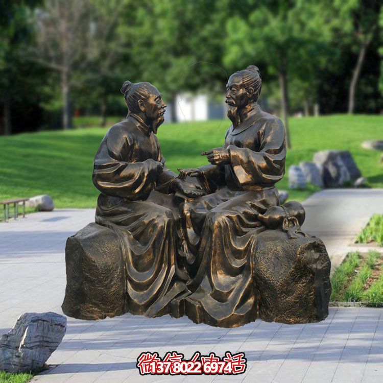 中医文化户外园林玻璃钢摆放玻璃号脉民俗小品