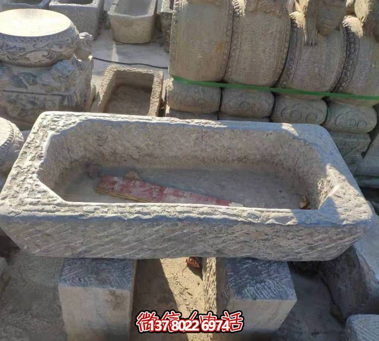 经典大理石雕刻老石槽养鱼水池