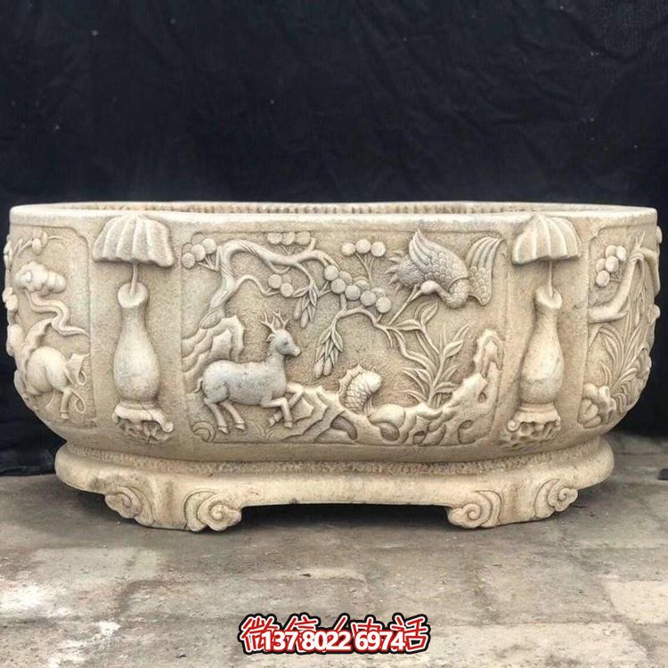 大型户外庭院浮雕鱼缸摆件