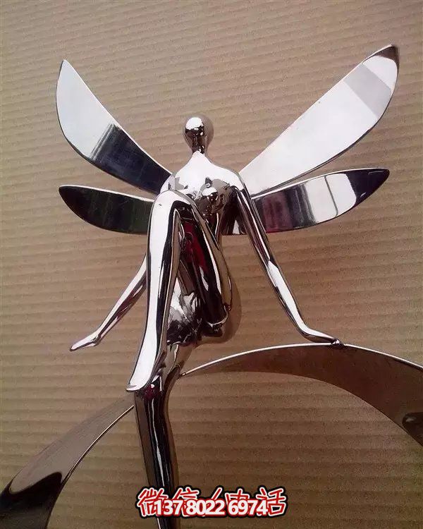 不锈钢天使抽象雕塑，点亮校园景观