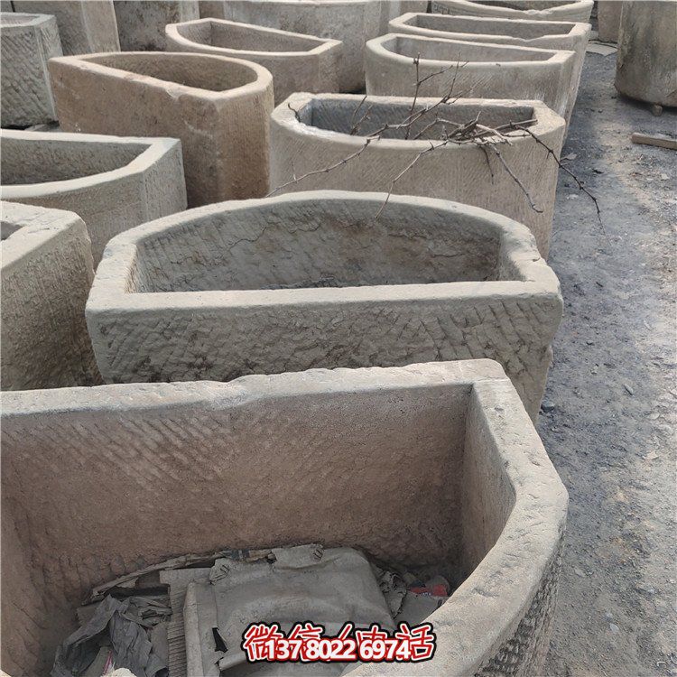 经典老石雕，精美大理石槽，美化园林景观