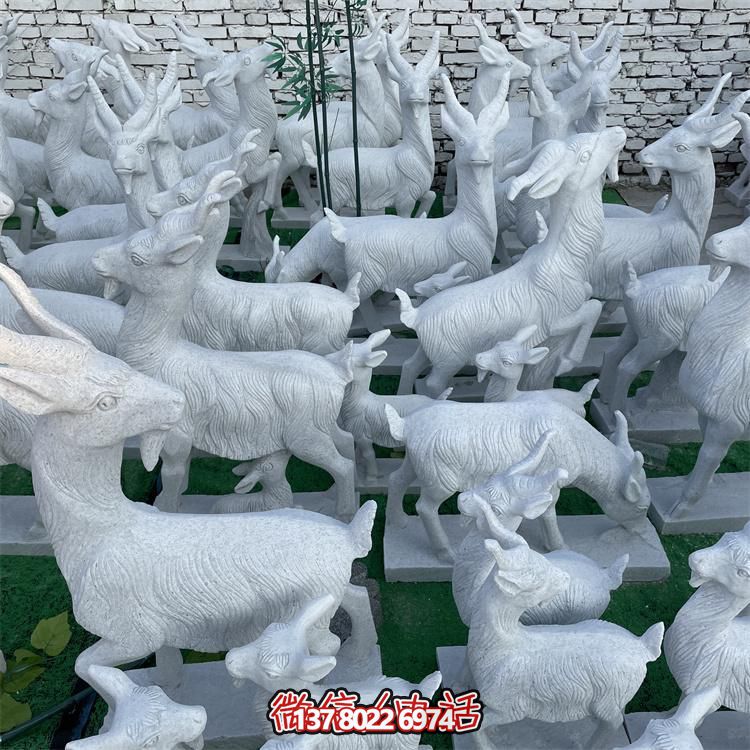 大理石雕刻户外园林山羊雕塑