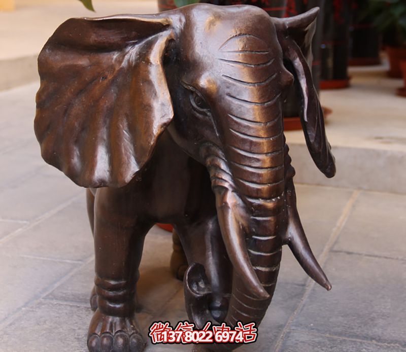 雅致大象铜雕门口雕塑——酒店精致典雅装饰
