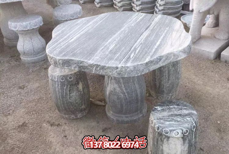 天然花岗岩雕刻异形家用摆件——圆桌雕塑