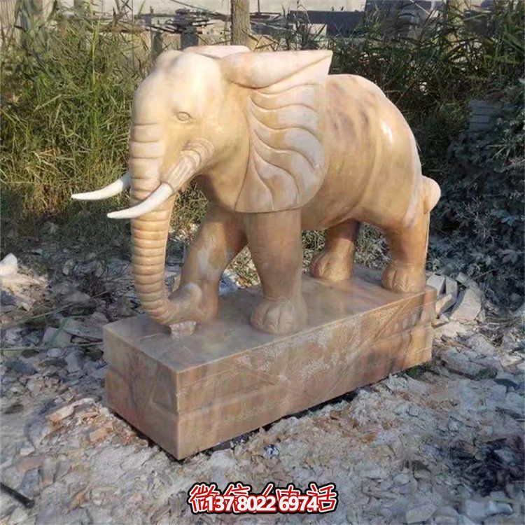 自然石材雕塑，吉祥大象守护家门