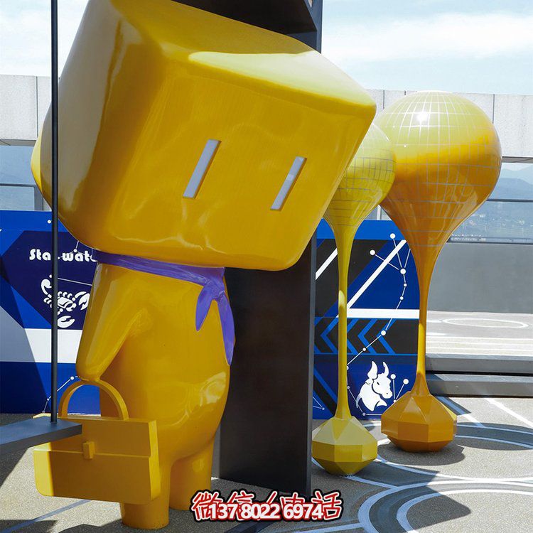 创意玻璃钢卡通公仔雕塑摆件